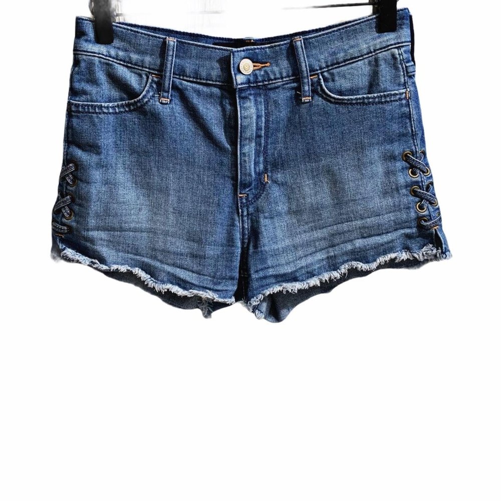 Hollister Raw Hem Lace Up High Waist Short-Short